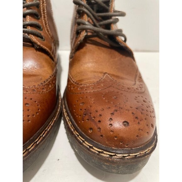 STEVE MADDEN MENS WESTERN CONGNAC LEATHER ANKLE BOOTS BRONW SIZE 9 - Picture 4 of 10